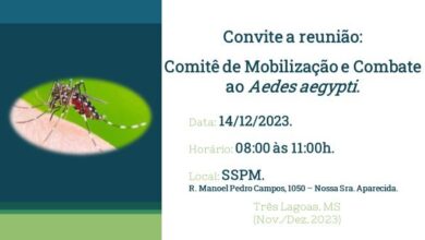 Foto de SMS convida população para participar nesta quinta-feira (14) da reunião do Comitê de Combate à Dengue
